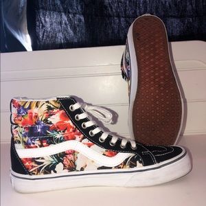 Flower vans - worn once - size 9.5